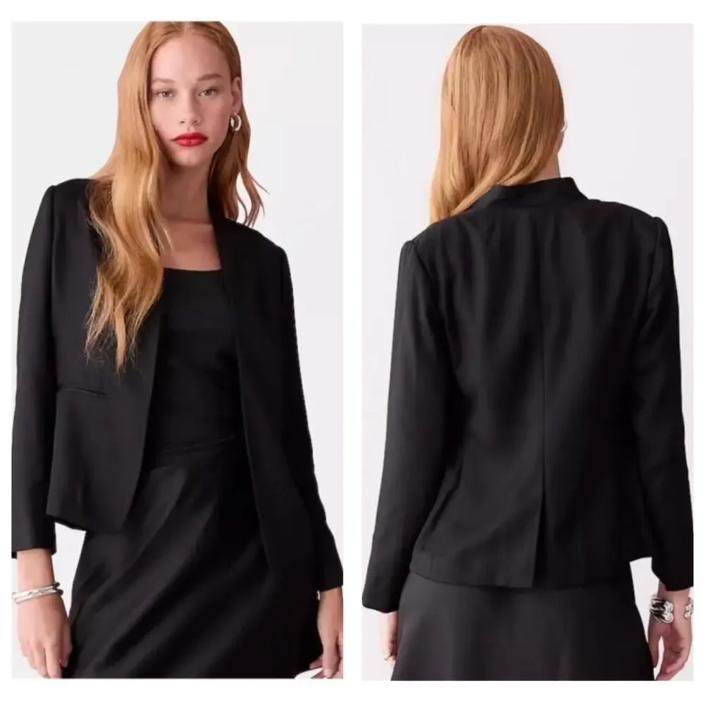 NWT J. Crew Going-Out Blazer Gramercy Twill Size 6 Black Workwear Open Preppy
